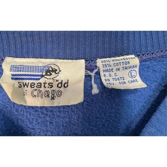 Cheggo Vintage Cobalt Blue Crewneck With Abstract Dancing Graphic - Picture 3 of 4